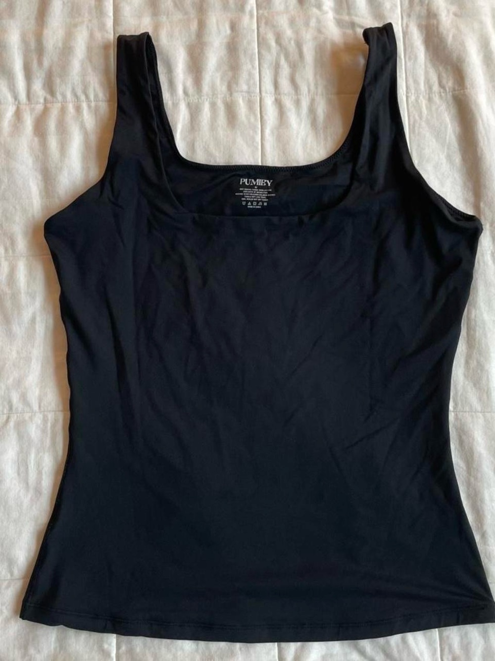 PUMIEY Black Square Neck Tank Top - M